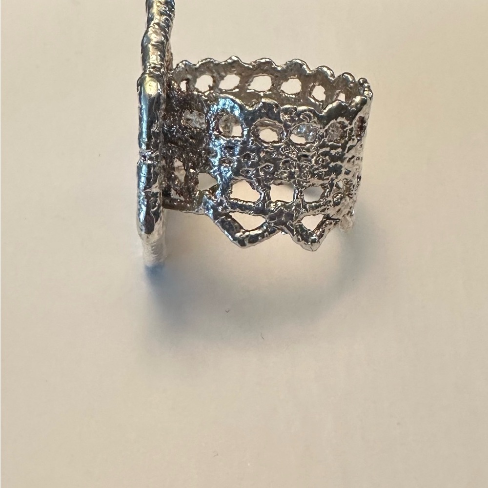 Textured Silver Toned Statement Ring. - image 2